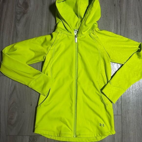 Under Armour Women’s Cold Gear Neon Full Zip Hoodie Jacket size XS - Picture 2 of 5